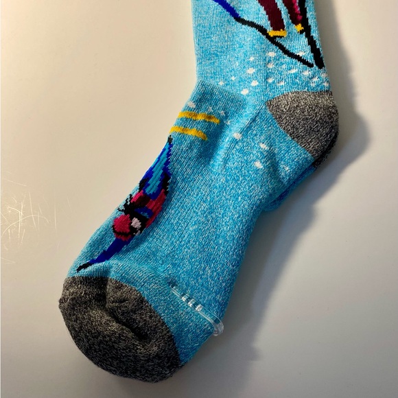 Ski Slopes Socks Adult L/XL Blue & Gray Socksmith Outlands USA Recycled Cotton - Picture 4 of 6
